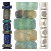 Roman Glass Bead Set: Afghan Lapis Medley & Silver Spacers (3 Strands, 1-6mm)