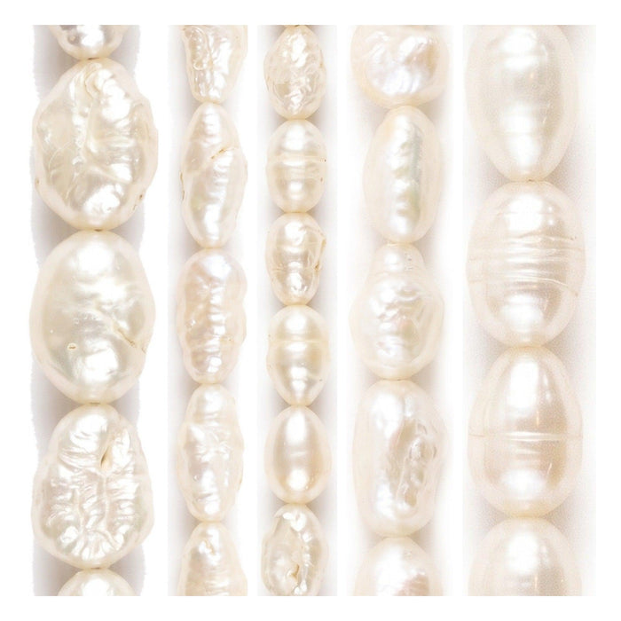 Vintage Rice Pearl Bead Set: Classic White (5 Strands, 2-6mm)