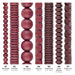What's included, strands numbered 1-7: Wood Bead Set: Raspberry Red & Grape Brown