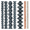 Wood Bead Set: Charcoal Grey with Copper & Silver Nuggets (7 Strands, 5-15mm)