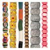 Krobo Bead Set: Aburi Medley & Rustic Bone (6 Strands, 8-22mm)