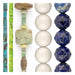 Turquoise bead set of five strands: tube, lime, Afghan mix, white agate and faceted lapis beads side by side