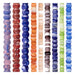Padre swirl stripe glass beads, nine multicolor strands lined up side by side