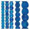 Recycled Glass Bead Set: Aqua Swirl Size Run (5 Strands, 7-18mm)