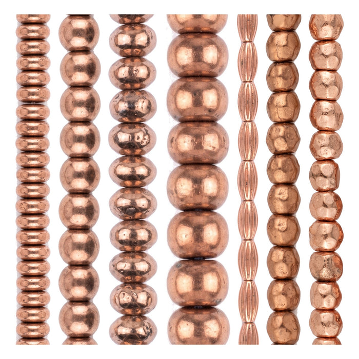 Copper Bead Set: Nugget, Padre & Rondelle (7 Strands, 3-9mm)