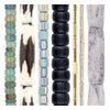 Tube Bead Set: Roman Glass, Batik Bone & Brass (7 Strands, 2-9mm)