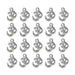 White bronze open Om charms arranged in a grid of four rows with five charms each