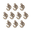 Antiqued Brass Open Om Charm Set (10 Pack, 18x14mm)