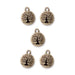 Antiqued brass tree of life charms, five round pewter charms with loops arranged in a group