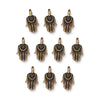 Antiqued Brass Miniature Hamsa Charm Set (10 Pack, 12x7mm)