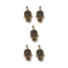 Antiqued Brass Miniature Hamsa Charm Set (5 Pack, 12x7mm)
