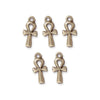 Antiqued Brass Ankh Charm Set (5 Pack, 22x10mm)