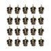 Antiqued brass Ganesh charms arranged in four rows of five, showing 20 pewter charms