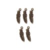 Antiqued Brass Feather Charm Set (5 Pack, 23x7mm)