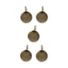 Antiqued brass blank round charms, five pewter charms with loops arranged in a group