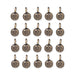 Antiqued brass full moon charms with hammered texture and top loops, arranged in four rows of five