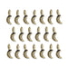 Antiqued brass crescent moon charms with hammered texture and top loops, arranged in three rows of twenty