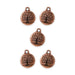 Antiqued copper Tree of Life charms, five round pewter charms with swirling tree design arranged in a group