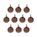 Antiqued copper blank round charms with loops, ten pewter charms arranged in rows