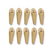 Gold plated small dagger charms arranged in two rows of five, showing the pyramid shape and top loop