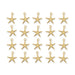 24K gold plated sea star charms arranged in four rows of five on a white background