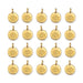 24K gold plated lotus charms arranged in four rows of five, each a round coin with an embossed lotus and top loop