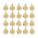 24K gold plated evil eye charms arranged in four rows of five, showing the engraved eye on each round charm