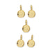 Five hammered gold plated full moon charms with loops, arranged in a group on white