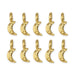 24K gold plated crescent moon charms with hammered texture, ten shown in two rows