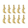 24K Gold Plated Crescent Moon Charm Set (10 Pack, 10x4mm)