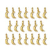 24K gold plated crescent moon charms arranged in three rows, showing the hammered texture and top loop