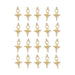 24K gold plated Tuareg cross pendants arranged in four rows of five on a white background