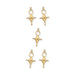 Gold plated Tuareg cross motif pendants, five pieces arranged in a group on white