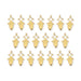 24K gold plated Tuareg motif pendants laid out in three rows, showing 20 charms