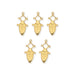 Five 24K gold plated Tuareg motif pendants laid out in two rows on a white background