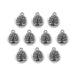 Antiqued silver tree of life charms, ten round pewter charms with loops arranged in rows