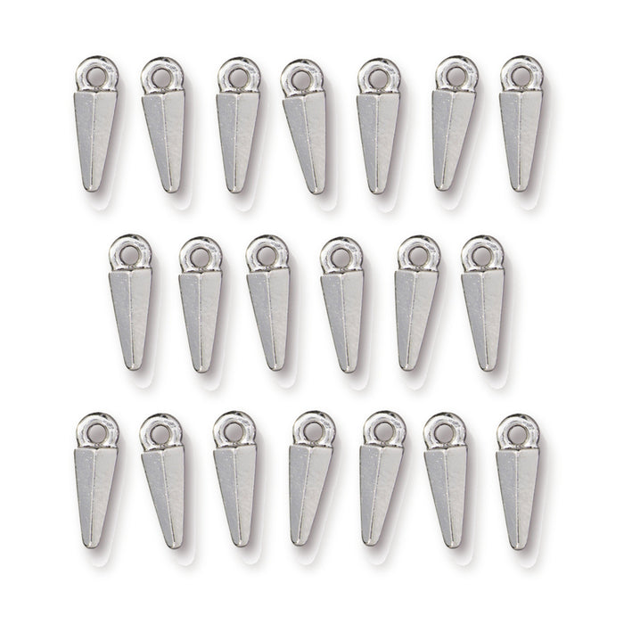White bronze small dagger charms, 20 pewter charms with loops arranged in three rows