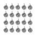 Antiqued silver Earth charms, 20 pewter globe pendants arranged in four rows of five