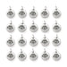 Antiqued silver evil eye charms, 20 round pewter charms with jump rings arranged in four rows of five