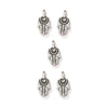 Antiqued Silver Miniature Hamsa Charm Set (5 Pack, 12x7mm)