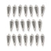 Antiqued silver woven spike charms arranged in three rows on white, showing the engraved pattern on each