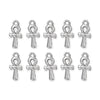 White Bronze Ankh Charm Set (10 Pack, 22x10mm)