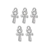 White Bronze Ankh Charm Set (5 Pack, 22x10mm)