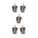 Antiqued silver Ganesh charms, five pewter charms arranged in rows on a white background