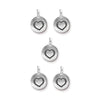 Antiqued Silver Heart Charm Set (5 Pack, 16x12mm)
