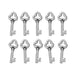 Antiqued silver key charms with trefoil bows, ten pewter charms arranged in two rows