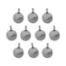 Antiqued pewter blank round charms with loops, ten charms arranged in rows on white