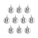 Antiqued silver letter H charms, ten round pewter charms with loops arranged in rows