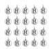Antiqued silver letter H charms, 20 round pewter charms with loops in four rows of five