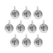 Antiqued silver letter I charms, ten round pewter charms with loops laid out in rows